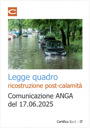 Legge quadro ricostruzione post-calamità / Comunicazione ANGA del 17.06.2025