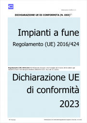 Dichiarazione di conformità UE Regolamento (UE) 2016/424 Impianti a fune