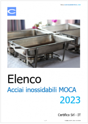 Elenco Acciai inossidabili MOCA 2023 Elenco Acciai inossidabili MOCA 2023