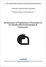 Istruzioni per la Progettazione, Esecuzione e Controllo Pavimentazioni di Calcestruzzo