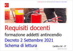 Requisiti docenti formazione addetti antincendio - Decreto 2 Settembre 2021 / Schema di lettura Requisiti docenti formazione addetti antincendio - Decreto 2 Settembre 2021 / Schema di lettura