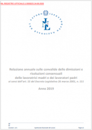 Relazioni annuali dimissioni e risoluzioni consensuali lavoratrici madri