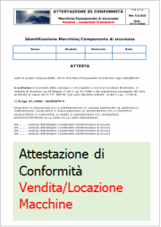Le 4 dichiarazioni/attestazioni base macchine e attrezzature Le 4 dichiarazioni/attestazioni base macchine e attrezzature