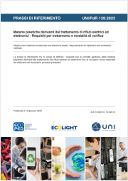 UNI/PdR 139:2023 Materie plastiche derivanti dal trattamento di rifiuti elettrici ed elettronici