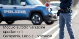 Modulo autodichiarazione spostamenti Campania, Lazio e Lombardia