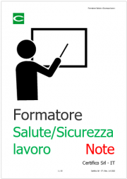 Formatore Salute e Sicurezza lavoro / Note