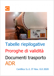 Tabelle riepilogative | Proroghe di validità Documenti trasporto ADR