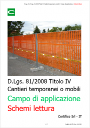 Cantieri temporanei o mobili: Campo di applicazione / Schemi Cantieri temporanei o mobili: Campo di applicazione / Schemi
