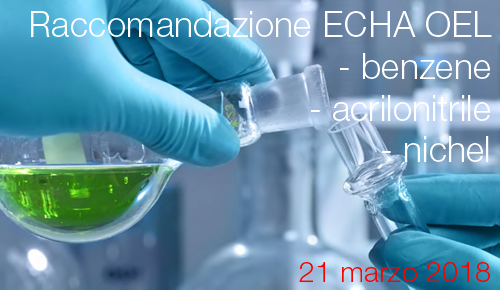 Raccomandazione ECHA OEL 21 marzo 2018 Raccomandazione ECHA OEL 21 marzo 2018