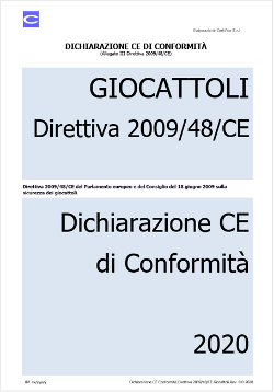 Dichiarazione CE di Conformit Giocattoli Dichiarazione CE di Conformit Giocattoli