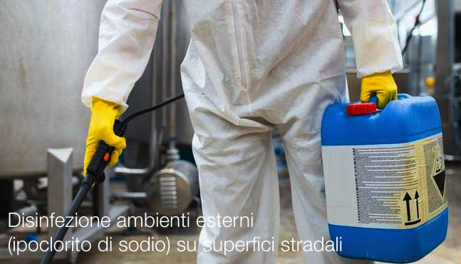 Disinfezione ambienti esterni ipoclorito di sodio su superfici stradali Disinfezione ambienti esterni ipoclorito di sodio su superfici stradali