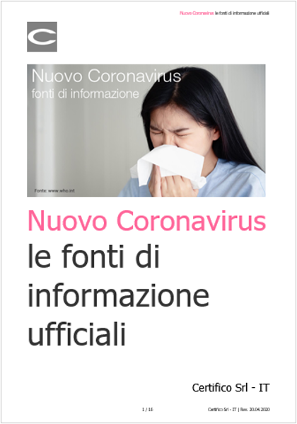 Nuovo coronavirus Fonti informazione Nuovo coronavirus Fonti informazione
