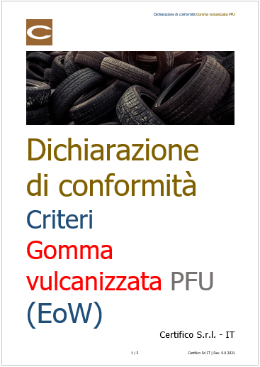 Dichiarazione di conformit Gomma vulcanizzata Dichiarazione di conformit Gomma vulcanizzata