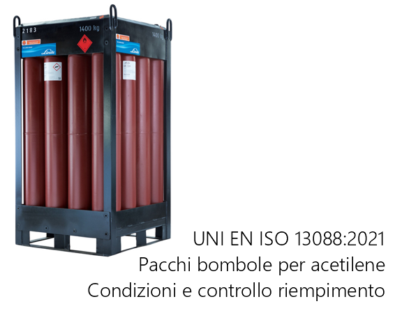 UNI EN ISO 13088 2021 Riempimento pacchi di bombole di acetilene UNI EN ISO 13088 2021 Riempimento pacchi di bombole di acetilene