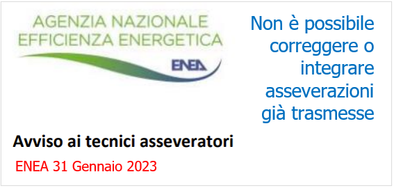Avviso ENEA ai ttecnici asseveratori del 31 01 2023 Avviso ENEA ai ttecnici asseveratori del 31 01 2023