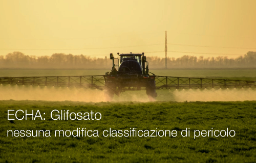 ECHA Glifosato nessuna modifica alla classificazione di pericolo ECHA Glifosato nessuna modifica alla classificazione di pericolo