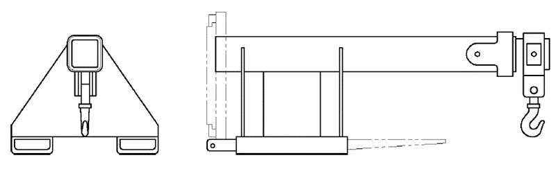 Esempio di attrezzatura inforcabile con blocco posizionamento meccanico Esempio di attrezzatura inforcabile con blocco posizionamento meccanico