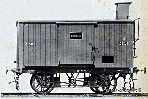 Fig 3 Carro merci con garitta frenatore serie H Fig 3 Carro merci con garitta frenatore serie H