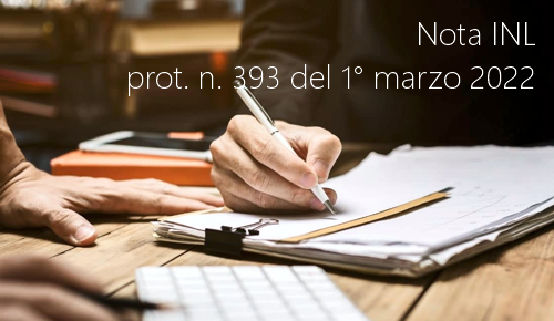 Nota INL prot n 393 del 1 marzo 2022 Nota INL prot n 393 del 1 marzo 2022