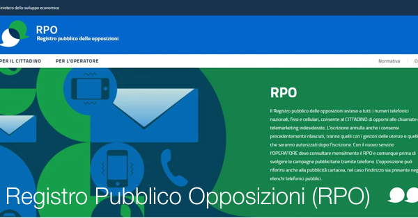 Registro Pubblico delle opposizioni RPO Registro Pubblico delle opposizioni RPO