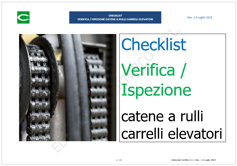 Checklist verifica ispezione manutenzioine catene a rulli carrelli elevatori Checklist verifica ispezione manutenzioine catene a rulli carrelli elevatori