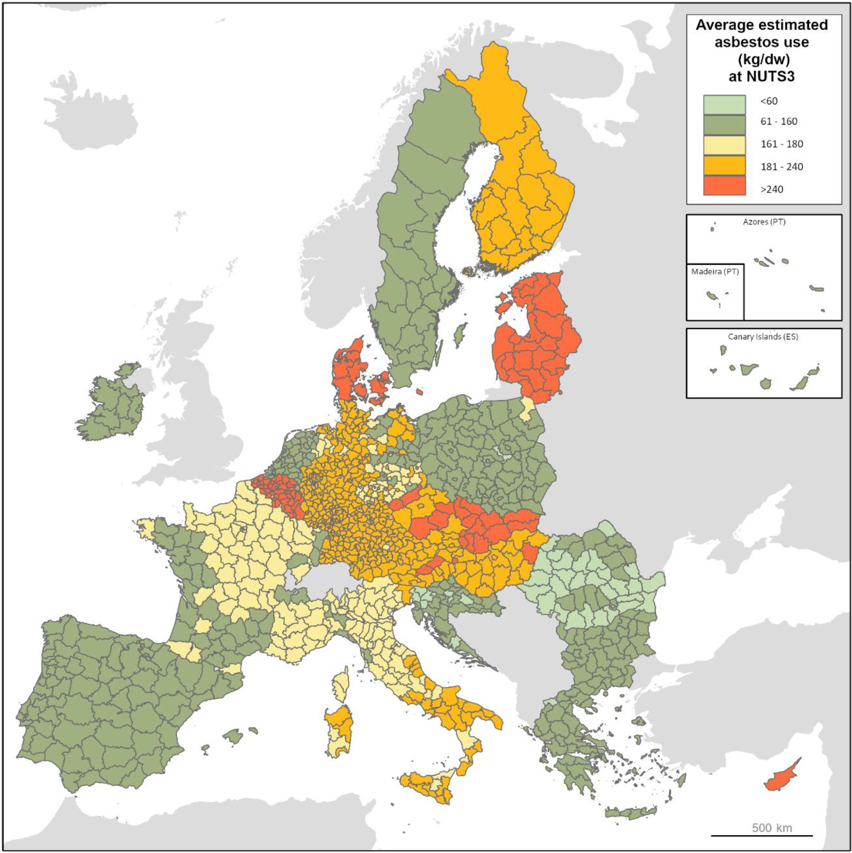 Estimated average quantity of asbestos in the EU dwellings NUTS3 level version 2021 Estimated average quantity of asbestos in the EU dwellings NUTS3 level version 2021