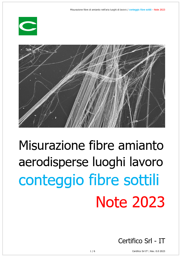 Misurazione fibre di amianto aerodisperse luoghi di lavoro conteggio fibre sottili Misurazione fibre di amianto aerodisperse luoghi di lavoro conteggio fibre sottili