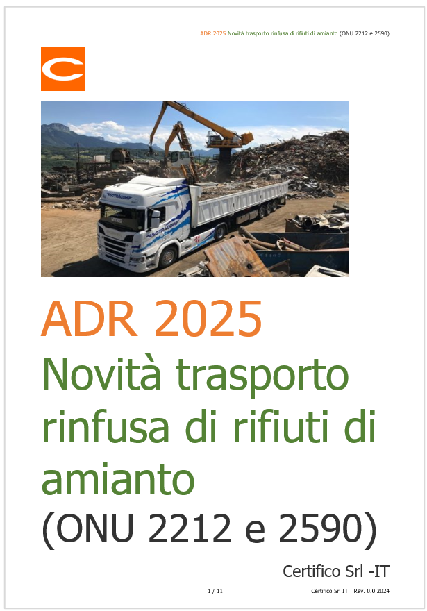 ADR 2025 Novit per il trasporto alla rinfusa di rifiuti di amianto ADR 2025 Novit per il trasporto alla rinfusa di rifiuti di amianto
