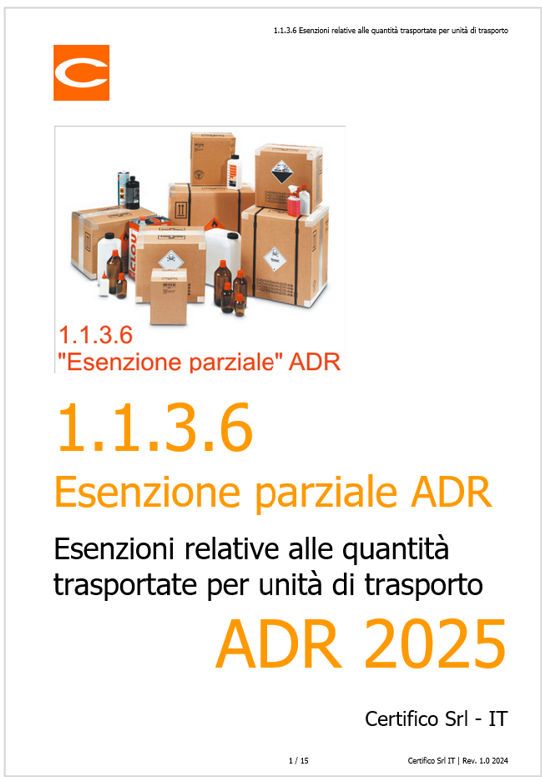 ADR Il capitolo relativo alle esenzioni parziali ADR Il capitolo relativo alle esenzioni parziali