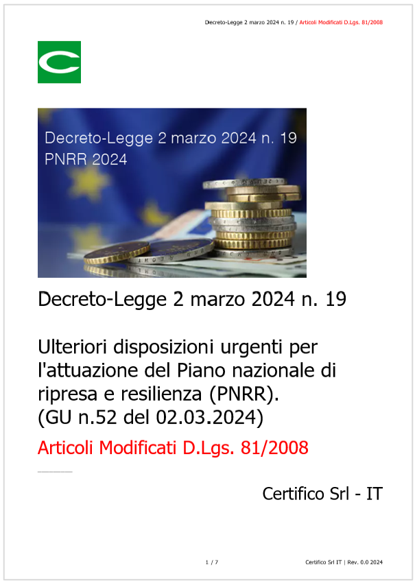 Decreto Legge 2 marzo 2024 n 19 Articoli Modificati D Lgs 81 2008 Decreto Legge 2 marzo 2024 n 19 Articoli Modificati D Lgs 81 2008