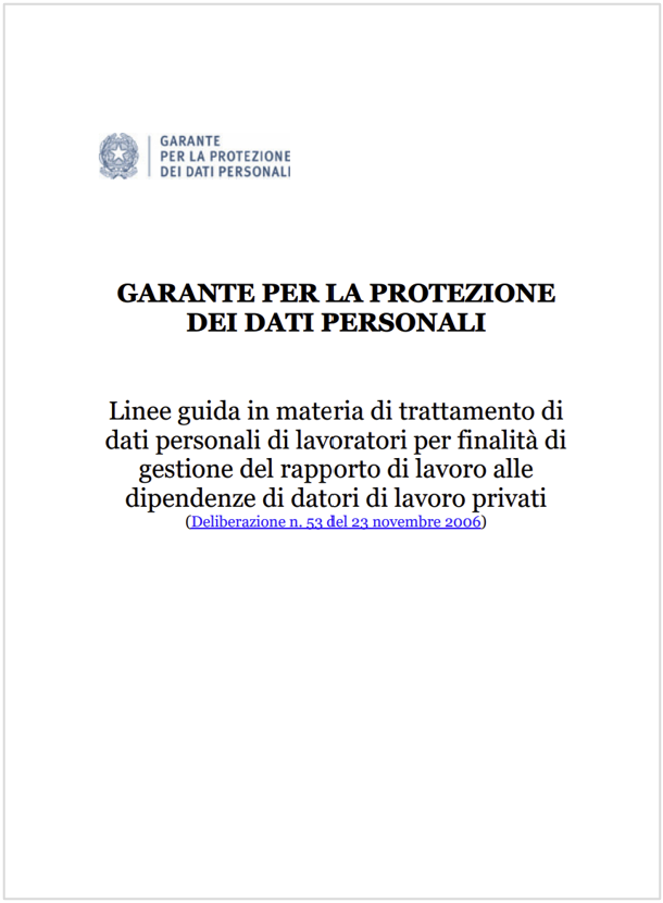 Linee guida trattamento di dati dei dipendenti privati Linee guida trattamento di dati dei dipendenti privati