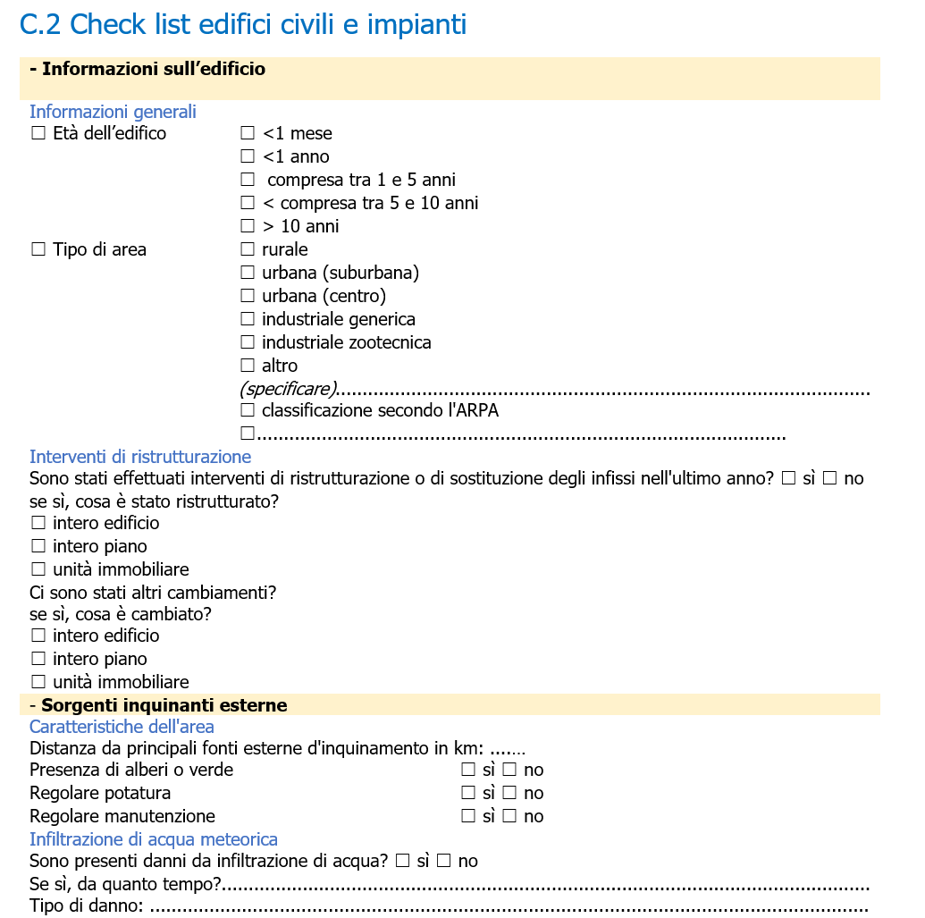 Appendice C 2 Check list edifici civili impianti