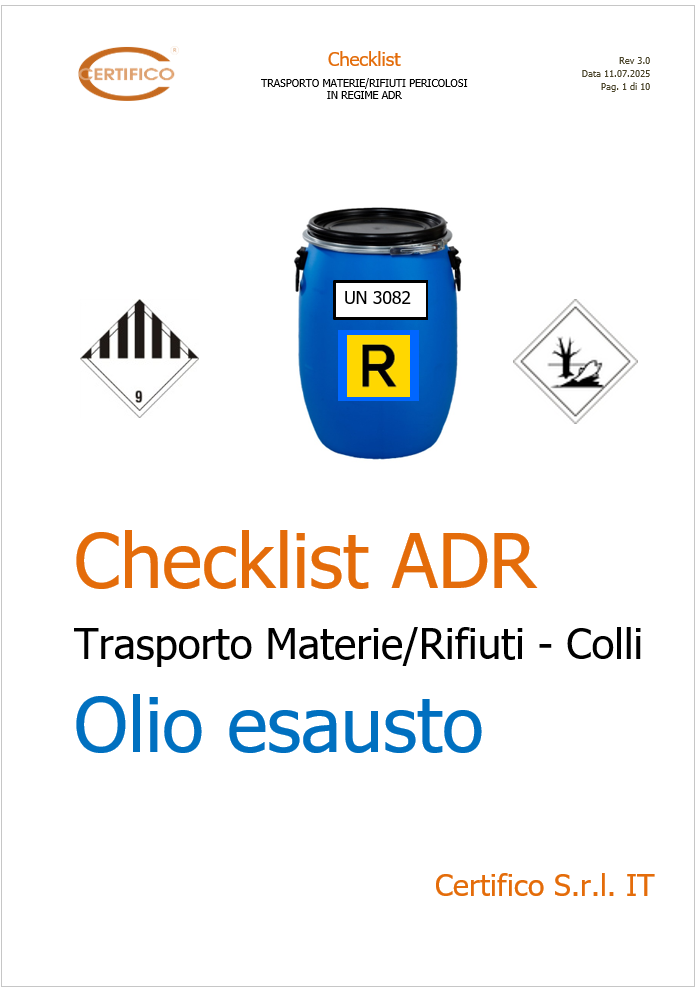 Checklist ADR Trasporto Materie Rifiuti   Colli Olio esausto