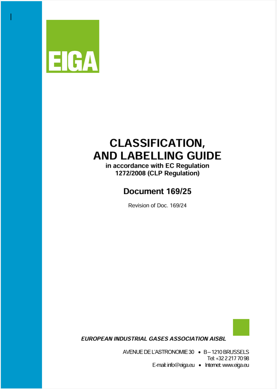 EIGA Doc 169 2025   Guide CLP Classification and Labelling