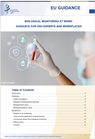 Guida EU Monitoraggio biologico sul luogo di lavoro Guida EU Monitoraggio biologico sul luogo di lavoro