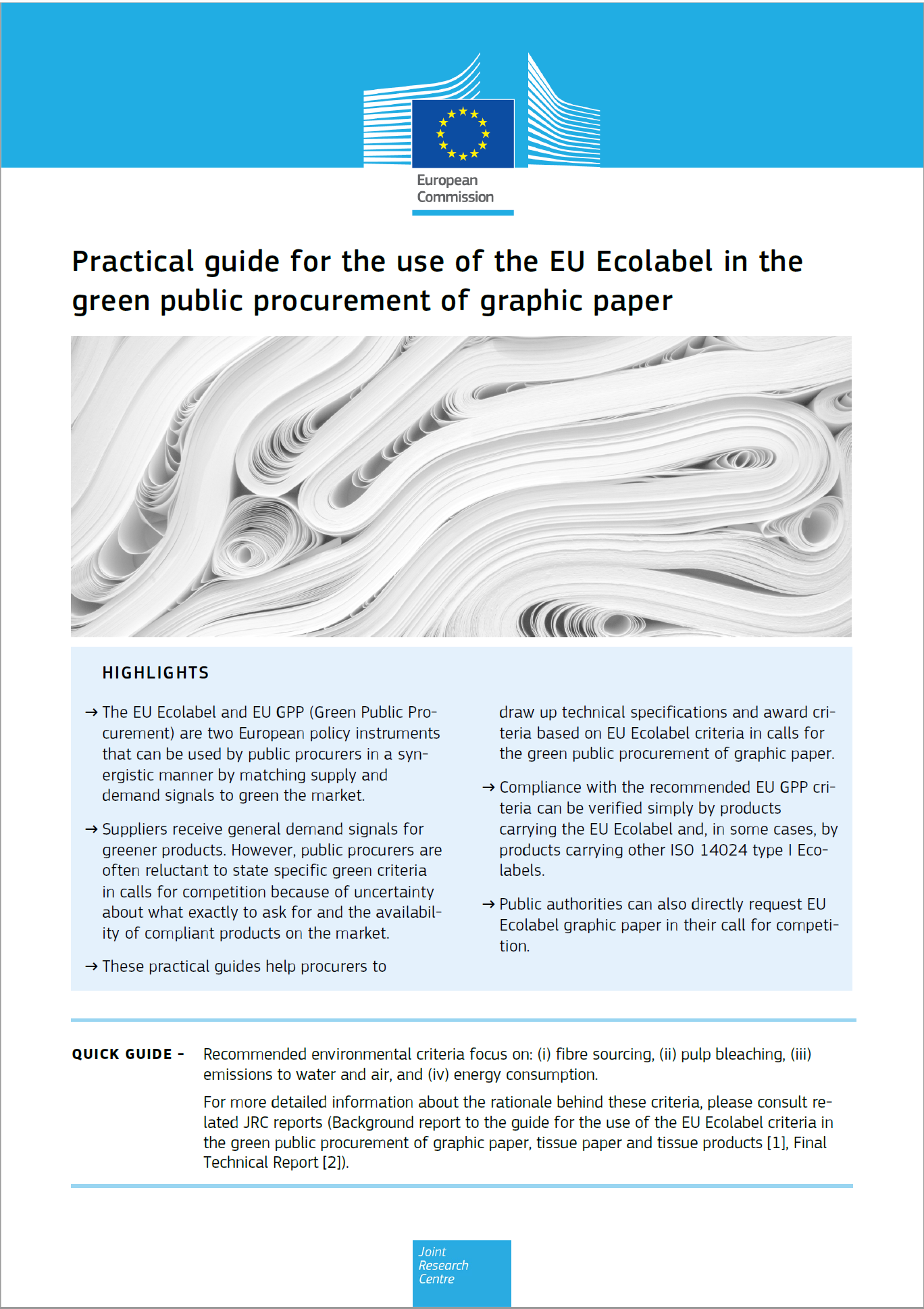 Guida pratica uso Ecolabel UE nei GPP carta grafica