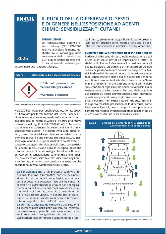 Il ruolo della differenza di sesso e di genere nell esposizione ad agenti chimici sensibilizzanti cutanei