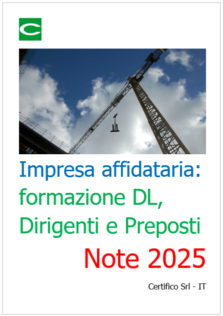 Impresa affidataria   formazione DL  Dirigenti e Preposti   Note 2025