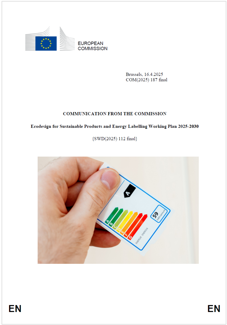 Piano di lavoro 2025 2030    Regolamento ESPR ed etichettatura energetica