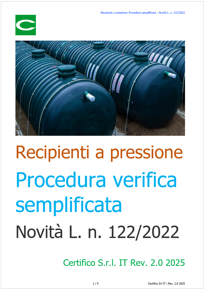Recipienti a pressione Procedura verifica semplificata 2025