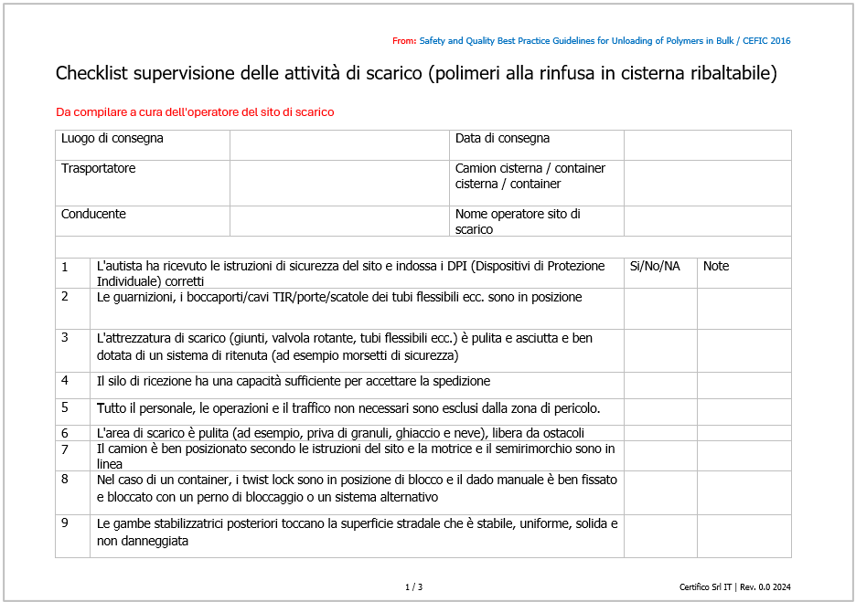 Safety and Quality Best Practice Guidelines for Unloading of Polymers in Bulk CK Safety and Quality Best Practice Guidelines for Unloading of Polymers in Bulk CK